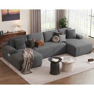 128" Modular Sectional Sofa, Convertible U Shaped Cloud Couch, Sectional Couches for Living Room, No Assembly Required, Gray
