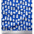 thumbnail image 1 of Soimoi Blue Velvet Fabric Jar & Bottle Kitchen Print Sewing Fabric Yard 58 Inch Wide, 1 of 3