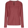thumbnail image 3 of Yuyuzo Womens Long Sleeve Fall Tops Half Button V Neck Loose Fitted Shirts Comfy Textured Blouses, 3 of 5