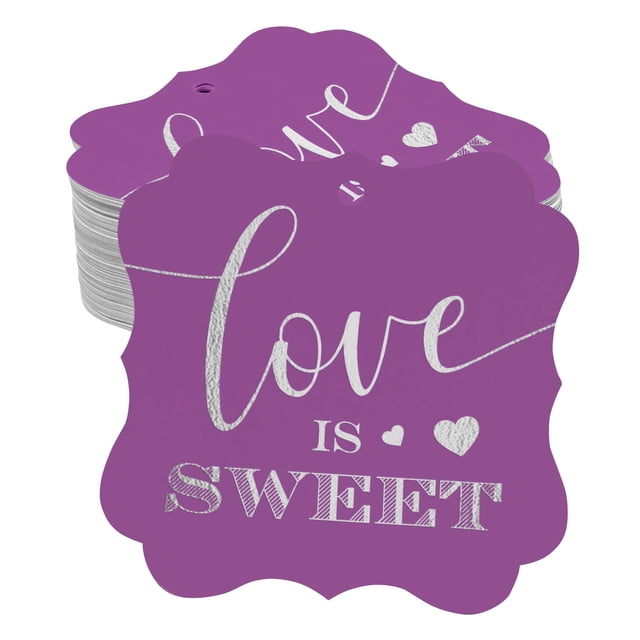 Inkdotpot Real Silver Foil Love Is Sweet Wedding Tags Favor Bracket Shape Hang Pack Of 50 Paper Tags