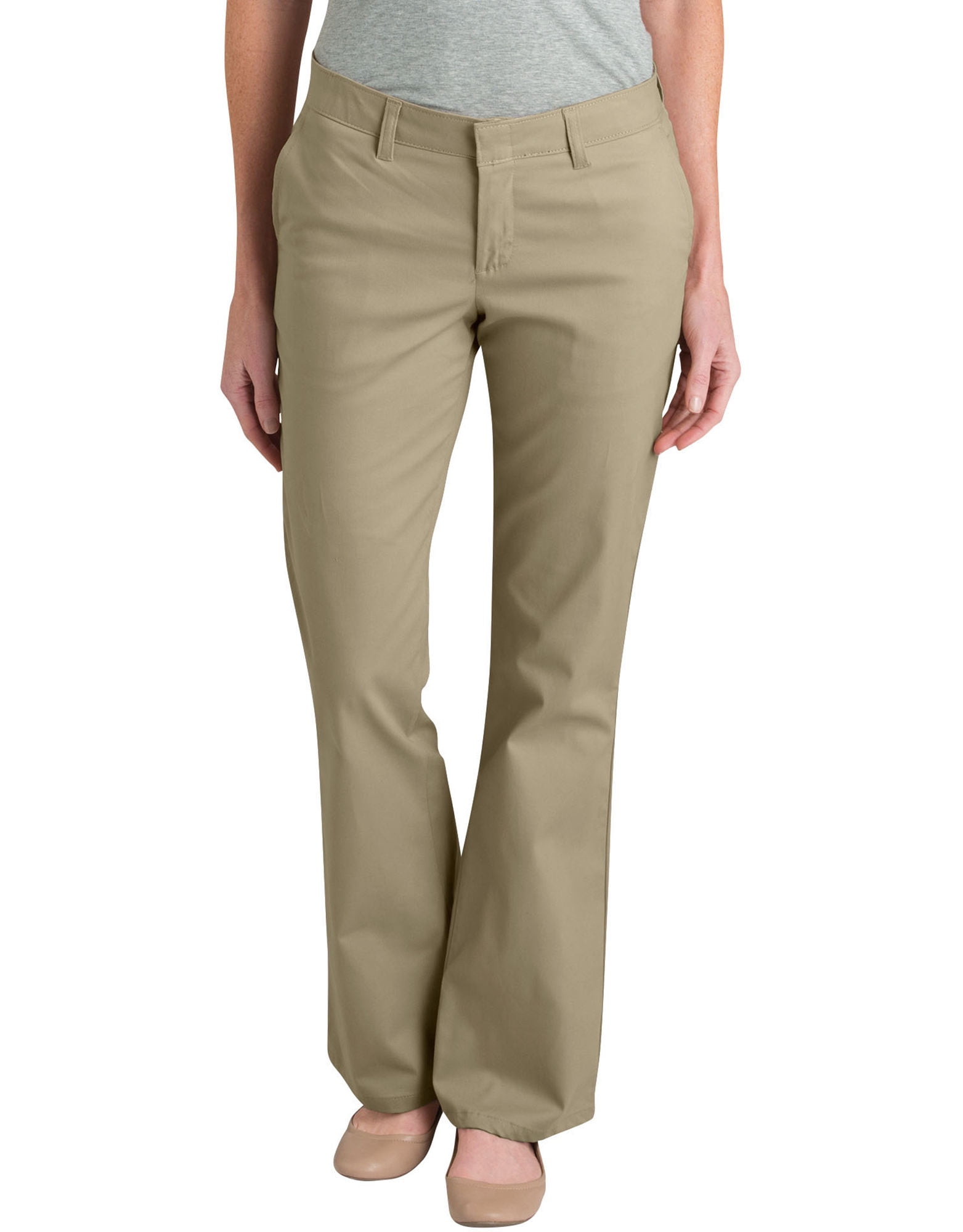 Dickies Womens Slim Fit Bootcut Stretch Twill Pants, 22 Regular, Desert Sand