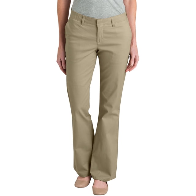 Dickies Pantalon en Sergé Extensible Coupe Ajustée Bootcut pour Femmes, 4 Court, Sable du Désert