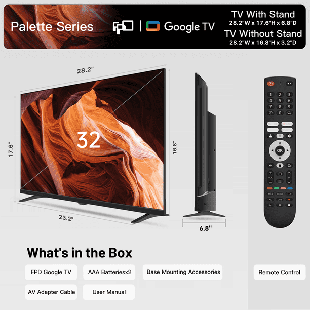 テレビ GoogleTV 32V 720P HD Palette FPD 32-inch Smart TV, 720P HD Google TV with Google Play Built-in