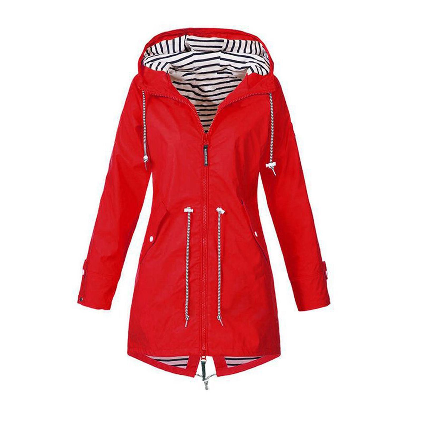 Windproof Woman Waterproof Ski Windproof Rain Winter Warm Hooded red XL