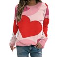 thumbnail image 1 of VALMASS Chandails en Molleton de la Saint-Valentin pour Femmes Graphique Manches Longues Col Rond Hauts Décontractés Mode Ample Pull Blouses (TG, Rose-C), 1 of 4