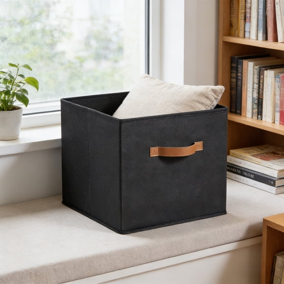 Aufmer Cube de Rangement en Tissu 5,28 Gal, Boîte Décorative Pliable, Bac Non Tissé pour l'Organisation à la Maison, Panier d'Étagère Pliable, Contenant de Rangement Carré Noir