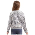 thumbnail image 4 of Aislor Girls Sparkle Sequin Bomber Jacket Glitter Jackets Long Sleeve Coat with Stripe Ribbed Cuffs Silver 6, 4 of 6