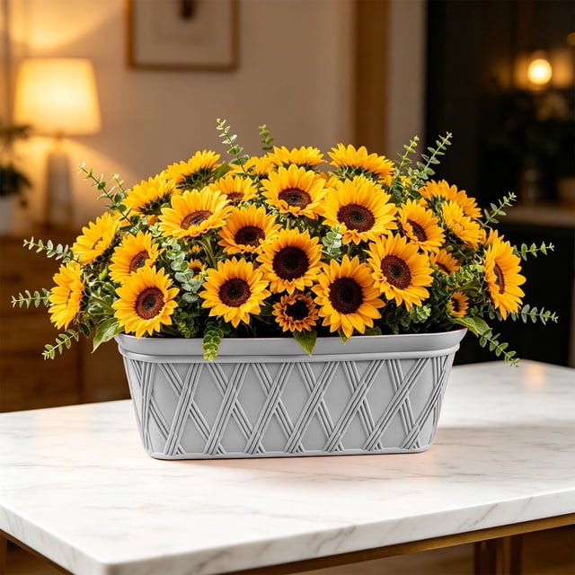 Wall Mount Planter Basket Faux Leather Texture Plastic Durable Weather Resistant For Balcony Patio Window Ledge Indoor Garden Decor