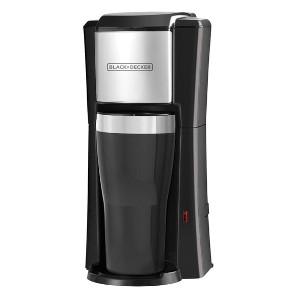 Black & Decker Cafetière a service unique, comprend une tasse de voyage lavable au lave-vaisselle (16oz), noir