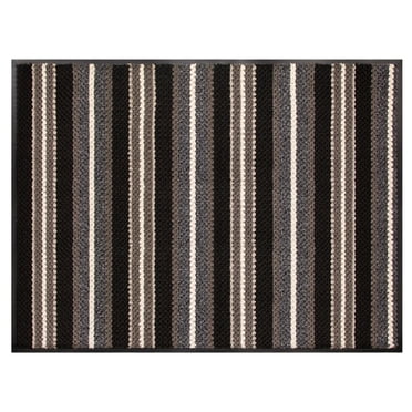 Mainstays Discovery tapis utilitaire tufté 3 x 4, envers en vinyle antidérapant, rayé gris/noir/beige, pour entrée, vestibule, couloir