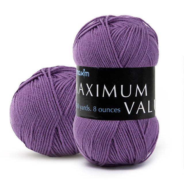 Mary Maxim Maximum Value Violet Acrylic Yarn for Crocheting, Knitting 474 Yds, Medium Violet