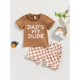 thumbnail image 2 of Faithtur Vêtements d'Été pour Garçons Ensemble 2 Pcs T-Shirts à Manches Courtes Col Rond Imprimé Lettre et Shorts à Damier, 2 of 9