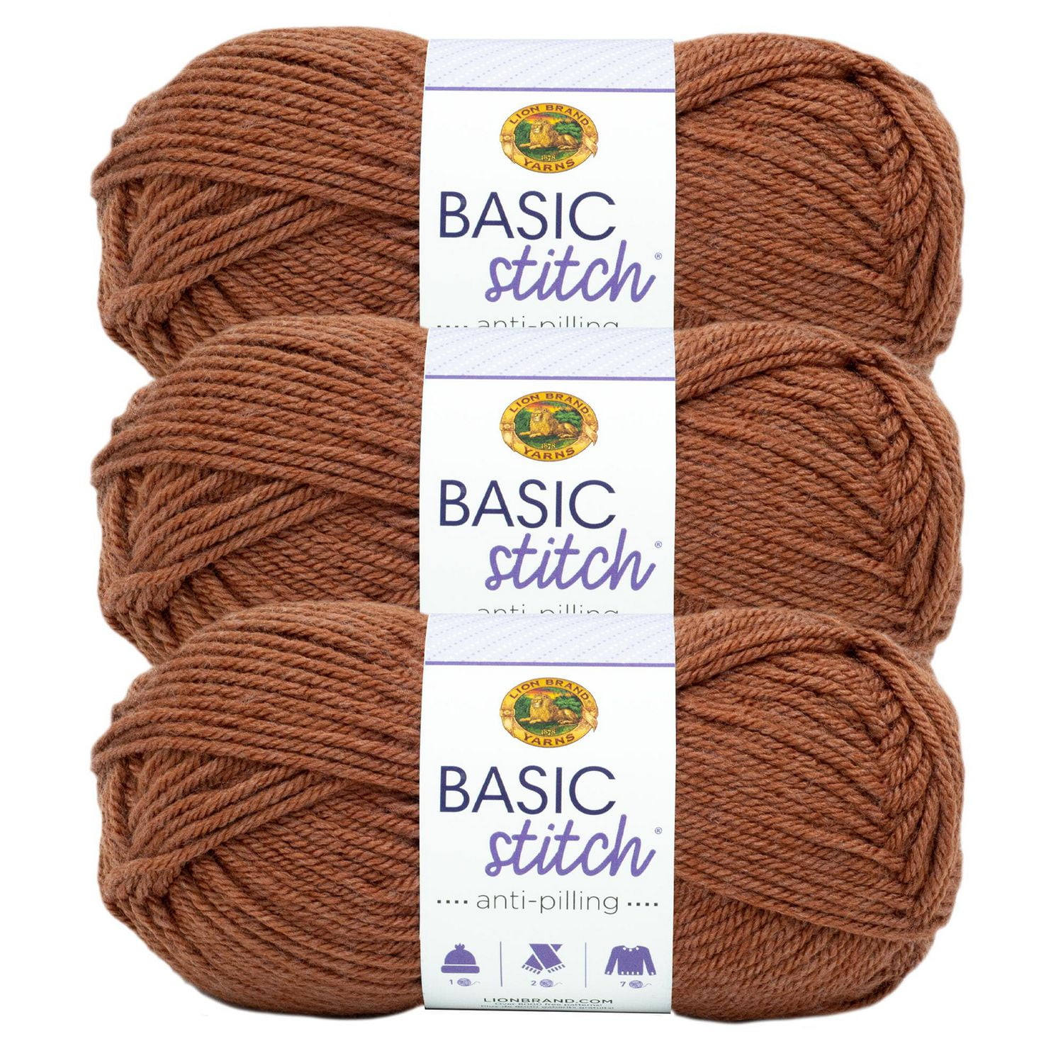 Fil Lion Brand Basic Stitch® Anti Pilling™ Fil acrylique moyen/peigné n° 4, 100g/ 170m, 3-CT