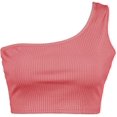 thumbnail image 4 of Women's Sleeveless Crop Tops Sexy One Shoulder Strappy Tees Basic Crop Tank Tops(Pink,XXL), 4 of 5
