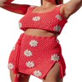 thumbnail image 1 of Women Two-Piece Clothes Set Floral Sleeveless Crop Tops And Knitted Skirt, 1 of 6