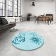 thumbnail image 4 of Ahgly Company Tapis d'Intérieur Lavable en Machine Carré Bleu Électrique Transitionnel, 5 Pieds Carré, 4 of 7