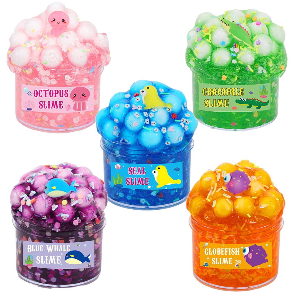 LNGOOR 5 Pack 70ml Ocean Slime Crystal Mud Glue Color Mud Clay Sand  Toy