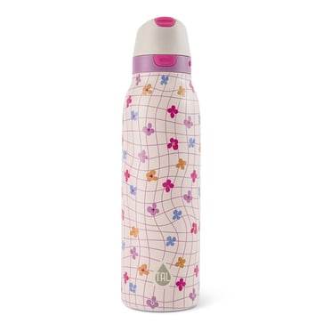 TAL 24oz Stainless Steel 2-in-1 Straw and Chug Water Bottle with Push Lid, Daisy