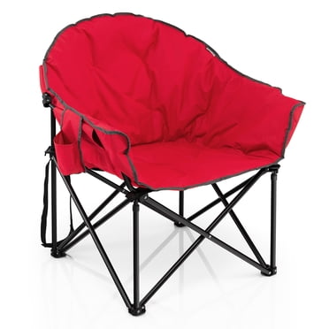 Costway Chaise Lune de Camping Surdimensionnée Pliable Rembourrée avec Sac, Extérieur, Pêche, Rouge