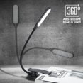 thumbnail image 3 of yeacher Lampe Livre à Pince LED Rechargeable par USB avec Support de Musique, Commande Tactile et Luminosité Réglable, 14 Perles, Batterie 1000mAh, Options Noir/blanc, 3 of 6