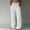 thumbnail image 1 of TIMIFIS Mens Casual Beach Pants Loose Elastic Waist Drawstring Straight Legs Summer Solid Color Cotton and Linen Pants with Pockets - Spring/Summer, 1 of 6