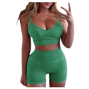 Ensembles 2 Pcs pour Femmes Été Ensemble 2 Pcs Ensemble de Vêtements Femme Hauts Sans Manches à Col en V Ensembles de Pantalons Style Pantalon Long P_3 Survêtements pour Femmes Roses m