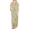 thumbnail image 5 of Ovzne Robes pour Femmes 2025 Robe Mode Robe Décontractée pour Femmes Imprimée à Manches Courtes Col Rond Robe avec Poches Grande Taille Robe Maxi à Manches Courtes Imprimée Liquidation, 5 of 5