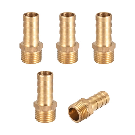 Unique Bargains Laiton Tuyau Raccord Adaptateur 10mm Barbé x 1/4' G Tuyau Mâle 5pcs