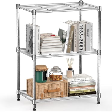 M MZG 3 Tier Wire Shelving Unit,3 Shelves Shelf Rack, 11.8"D x 17.7"W x 26.3"H,Metal Storage Shelves 450 lbs,Chrome