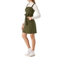 thumbnail image 4 of INSPIRE CHIC Robe en Denim pour Femme Printemps Été à Bretelles Ajustables Coupe Évasée Vert Armée 2TG, 4 of 6