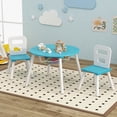 thumbnail image 2 of Costway Costway Ensemble Table Ronde en Bois pour Enfants et 2 Chaises avec Rangement Central en Maille Bleu, 2 of 10