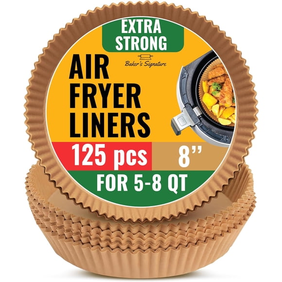 Air Fryer Liners for Ninja, 125 Pcs Round Disposable Airfryer Paper Liners – Non-Stick and Oil Proof for Easy Cleanup – 8 Inch for 5-8 qt Basket by Baker's Signature