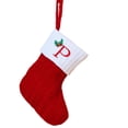 thumbnail image 1 of Christmas Tree Decorative Socks With Embroidered Initial Letters Red Green White Knit Stockings, 1 of 2