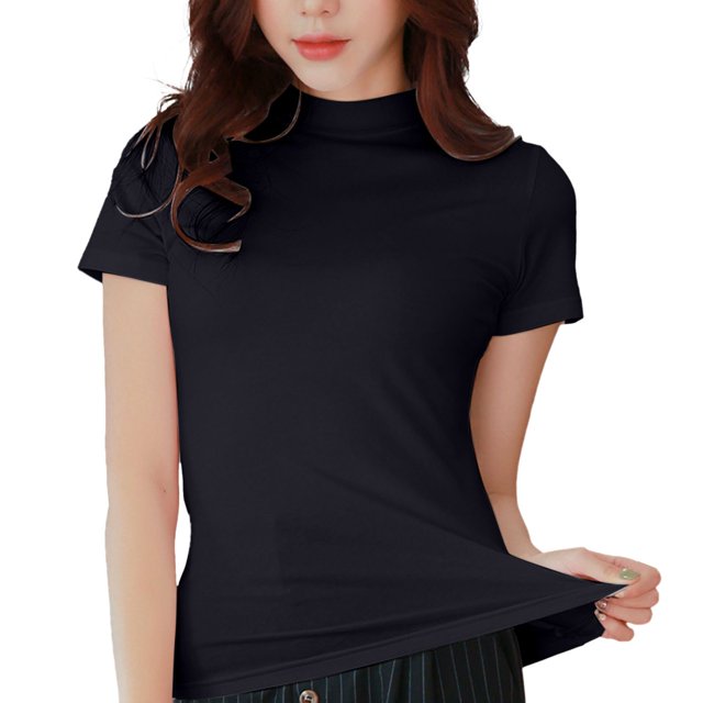 Women's Crew Neck Short Sleeve Tops Double Lined Slim Fit T Shirts Basic Tee Cloud Pro Collection