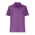 thumbnail image 4 of Timegard Womens Shirts Plus Size Cotton Linen Notched V-Neck Button down Short Sleeve Casual Loose Top, 4 of 6