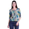 thumbnail image 4 of Moomaya Printed Keyhole Neck Ring Top Casual 3/4th Sleeve Tees Tank Tunic Top, 4 of 5