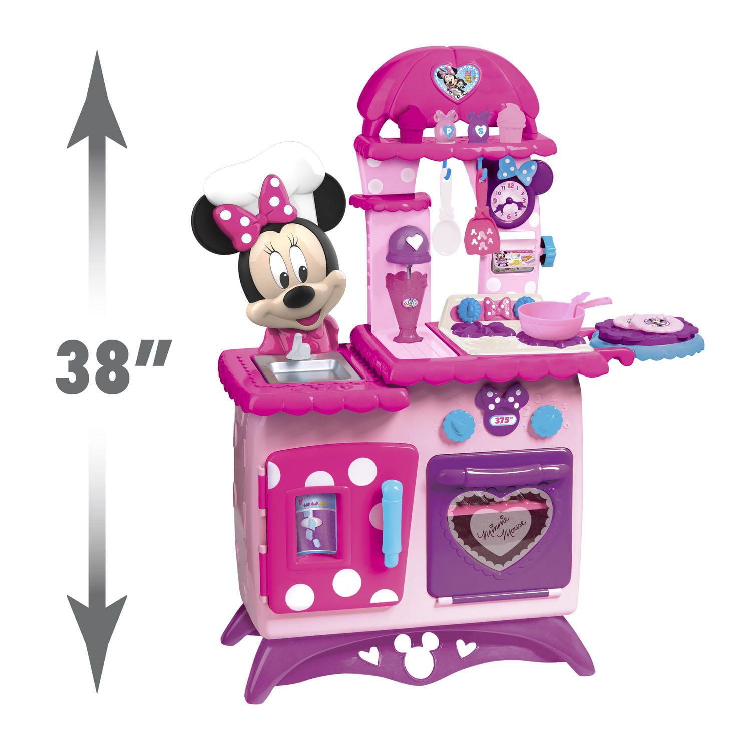 Disney Junior Minnie Mouse Flipping Fun Pretend Play Kitchen Set, Play Food, Realistic Sounds