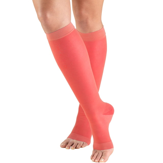 Truform Sheer Knee High Stockings, Open Toe: 15 - 20 mmHg, Pink, Small