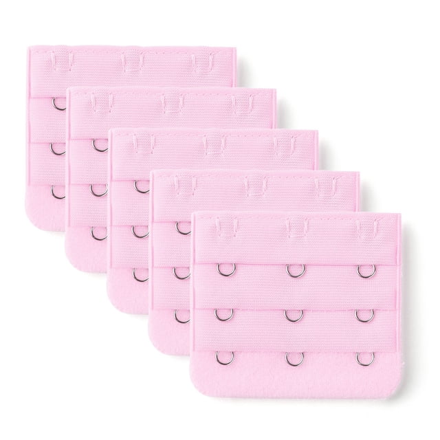 INSPIRE CHIC Rallonges de Soutien-Gorge pour Femmes à 3 Crochets et 3 Rangées en Rose Pâle, Dotées d'Un design Extensible avec Trois Rangées de Trois Crochets pour une Fixation Sécurisée. Fabriquées à Partir de Mélanges de Coton, de nylon et de Matériaux Métalliques, Ces Rallonges Mesurent 5,7 x 5 cm (2,25 x 2 Pouces) avec un Espacement de 1,3 cm (0,5 Pouces) entre les Crochets. l'Ensemble Comprend Cinq Pièces, Idéal pour Ajouter de l'Espace Supplémentaire aux Soutiens-
