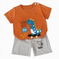 thumbnail image 1 of COMVALUE Garçons Enfants Mignon T-Shirt à Manches Courtes Col Ras du Cou et Short Uni à Taille Élastique Ensemble Décontracté (Coffee, 5-6 Ans), 1 of 3