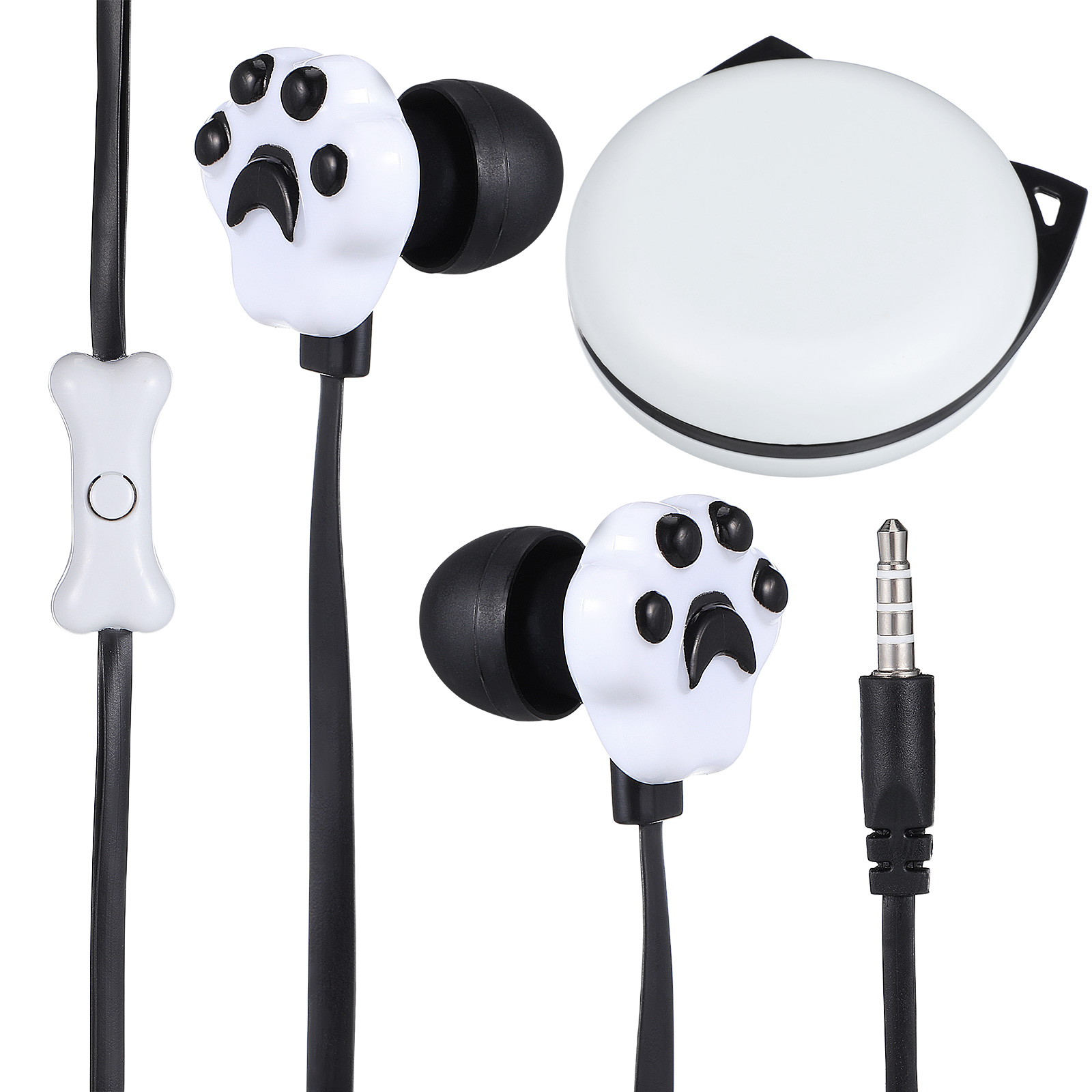 OULII Wired Cat Ear Earphones With Microphone Kawaii Headphones Kitten Wired Earbuds Cartoon Over Ear Headphones Animal Girl Design