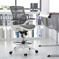 thumbnail image 2 of EMMA + OLIVER Gray Mid-Back Mesh Drafting Chair with White Frame and Flip-Up Arms, 2 of 4