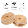 thumbnail image 3 of 1 Set 2Pcs Bamboo Mason Jar Lids Practical Bottle Covers with Straw Hole, 3 of 9