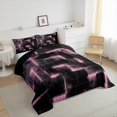 thumbnail image 2 of YST Neon Pink and Black Comforter&nbsp;Set Full for Girls Women,3D Square Geometric Bedding Set,Abstract Glowing Checkered Comforter&nbsp;Set Lightweight Soft,Grid Geometry Quilt Bed Set 3Pcs, 2 of 5