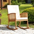 thumbnail image 2 of Patio Rocking Chair Acacia Wood Rocker w/ Seat & Back Cushions Safe & Comfortable Rocking, 2 of 8