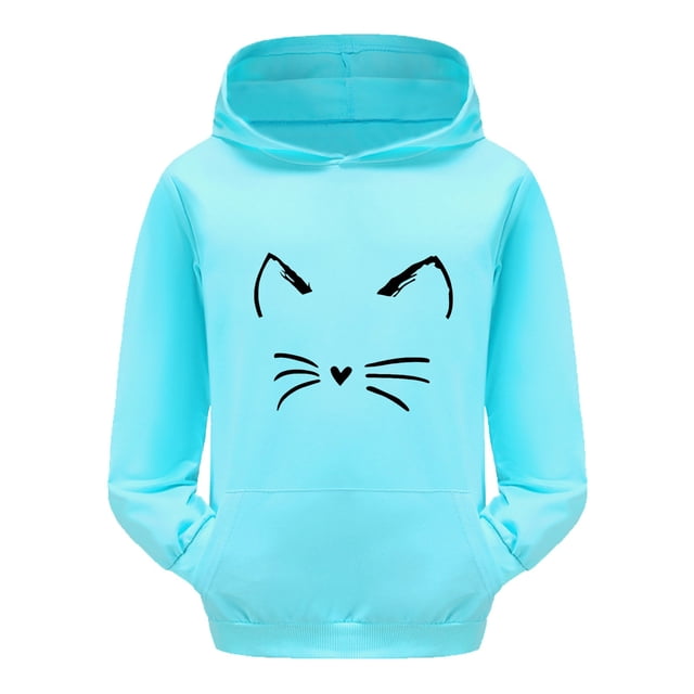 PMVFHDE Liquidation Chandails à Col Rond Filles Enfant Tout-Petit Garçons Filles Manches Longues Imprimés de Dessins Animés Chaud Chandail à Capuchon Chandail Hauts Tenues pour Enfants Survêtement Bleu,170