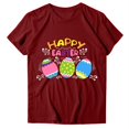 thumbnail image 3 of Daisyyozoid Chandail en Molleton Drôle de Pâques pour Femmes Décontracté Ample Col Rond Manches Courtes Imprimé Lettre Blouse T-shirt, 3 of 4