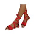 thumbnail image 3 of Innerwin Chaussures Décontractées pour Femmes Sandales Ouvertes d'Été Confortables à Brides Plates avec Bride Cheville Rouge Vif 8, 3 of 6