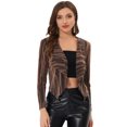 thumbnail image 1 of INSPIRE CHIC Cardigan Court à Manches Longues Scintillantes Col Drapé pour Femmes Or Rose TP, 1 of 1