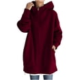 thumbnail image 2 of cllios Chandails à Capuche pour Femmes Vestes de Survêtement à Fermeture Éclair Col Ras du Cou Grande Taille Manches Longues Manteau Uni Coupe Classique Veste à Capuche, 2 of 7